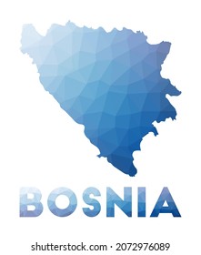 Low poly map of Bosnia. Geometric illustration of the country. Bosnia polygonal map. Technology, internet, network concept. Vector illustration.