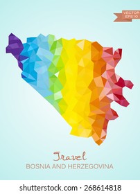 Low Poly Map of Bosnia and Herzegovina isolated. Vector version