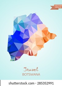 Low Poly map of Botswana isolated on background. Vector version