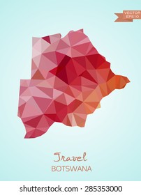 Low Poly map of Botswana isolated on background. Vector version