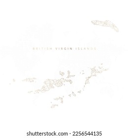 Low poly map of British Virgin Islands. Gold polygonal wireframe. Glittering vector with gold particles on white background. Vector illustration eps 10.