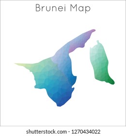 Low poly map of Brunei. Geometric polygonal map of Brunei, Southeast Asia.