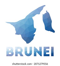 Low poly map of Brunei. Geometric illustration of the country. Brunei polygonal map. Technology, internet, network concept. Vector illustration.