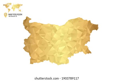 Mapa bajo de polígonos de Bulgaria. Polígono dorado. Ilustración vectorial eps 10.
