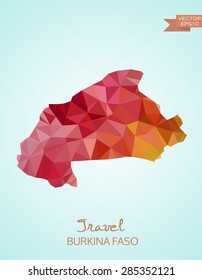 Low Poly map of Burkina Faso isolated on background. Vector version