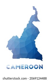 Low poly map of Cameroon. Geometric illustration of the country. Cameroon polygonal map. Technology, internet, network concept. Vector illustration.