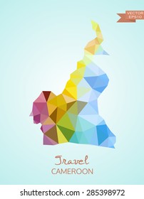 Low Poly map of Cameroon isolated on background. Vector version