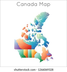 Low Poly map of Canada. Canada geometric polygonal, mosaic style map.