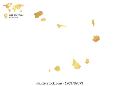 Low poly map of Cape Verde. Gold Polygon. Vector illustration eps 10.