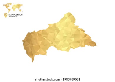 Low poly map of Central African Republic. Gold Polygon. Vector illustration eps 10.