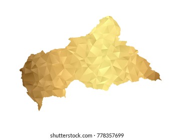 Low poly map of Central African Republic. Gold Polygon. Vector illustration eps 10.