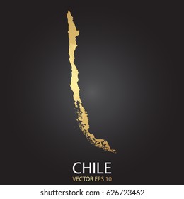Low poly map of Chile. Gold Polygonal shape on black background. Vector illustration eps 10.