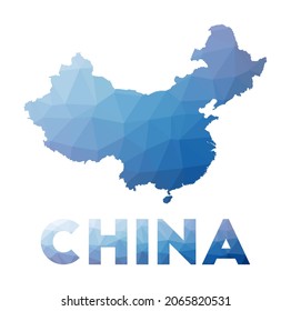 Low poly map of China. Geometric illustration of the country. China polygonal map. Technology, internet, network concept. Vector illustration.