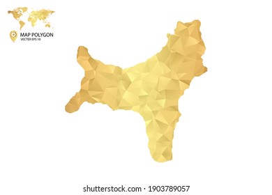 Low poly map of Christmas Island. Gold Polygon. Vector illustration eps 10.