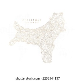 Low poly map of Christmas Island. Gold polygonal wireframe. Glittering vector with gold particles on white background. Vector illustration eps 10.