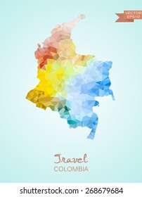 Low Poly map of Colombia isolated. Vector version 