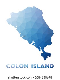 Low-Poly-Karte von Colon Island. Colon Island polygonal Karte. Technologie, Internet, Netzkonzept. Vektorgrafik.