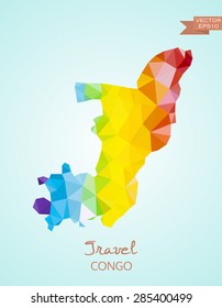Low Poly map of Congo isolated on background. Vector version