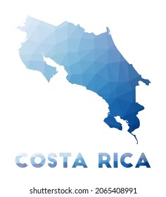 Low poly map of Costa Rica. Geometric illustration of the country. Costa Rica polygonal map. Technology, internet, network concept. Vector illustration.