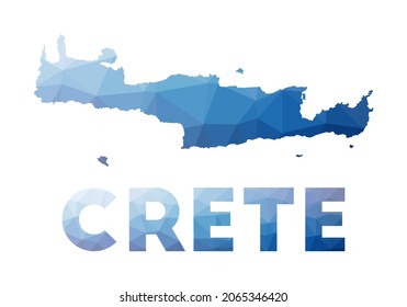 Low poly map of Crete. Geometric illustration of the island. Crete polygonal map. Technology, internet, network concept. Vector illustration. svg