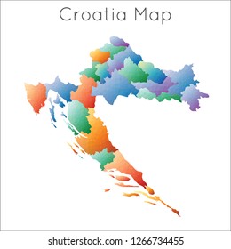 Low Poly map of Croatia. Croatia geometric polygonal, mosaic style map.