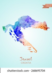 Low Poly Map of Croatia isolated. Vector version
