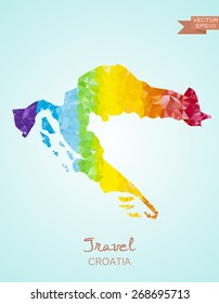 Low Poly Map of Croatia isolated. Vector version