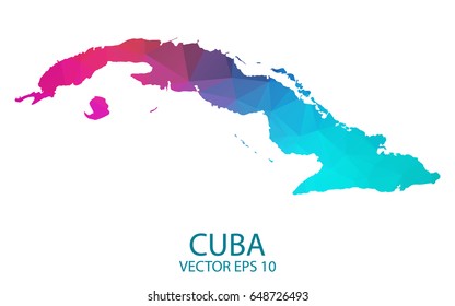 Low poly map of Cuba. Colorful Polygonal shape on black background. Vector illustration eps 10.