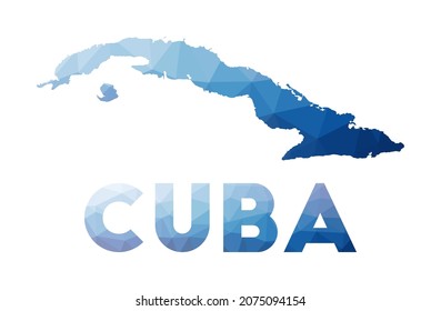 Mapa de baja polilla de Cuba. Ilustración geométrica del país. Mapa poligonal de Cuba. Tecnología, Internet, concepto de red. Ilustración vectorial.