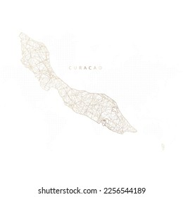 Low poly map of Curacao. Gold polygonal wireframe. Glittering vector with gold particles on white background. Vector illustration eps 10.