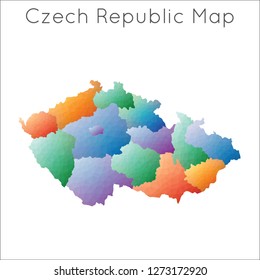 Low Poly map of Czech Republic. Czech Republic geometric polygonal, mosaic style map.