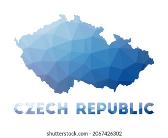 Low poly map of Czech Republic. Geometric illustration of the country. Czech Republic polygonal map. Technology, internet, network concept. Vector illustration.