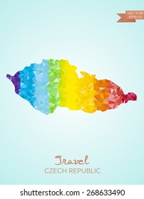 Low Poly map of Czech Republic isolated. Vector version