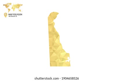 Low-Poly-Karte von Delaware. Goldpolygon. Vektorgrafik eps10.