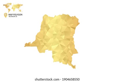 Mapa de baja polilla de la República Democrática del Congo. Polígono dorado. Ilustración vectorial eps 10.