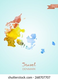 Low Poly Map of Denmark isolated. Vector version 