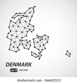 Low Poly Map of Denmark isolated