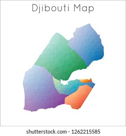 Low Poly map of Djibouti. Djibouti geometric polygonal, mosaic style map.
