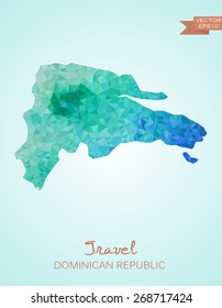 Low Poly map of Dominican Republic isolated. Vector version
