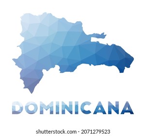 Low poly map of Dominicana. Geometric illustration of the country. Dominicana polygonal map. Technology, internet, network concept. Vector illustration.