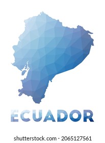 Low poly map of Ecuador. Geometric illustration of the country. Ecuador polygonal map. Technology, internet, network concept. Vector illustration.