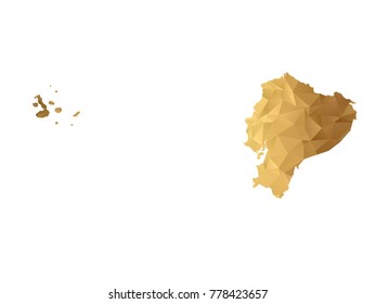 Low poly map of Ecuador. Gold Polygon. Vector illustration eps 10.