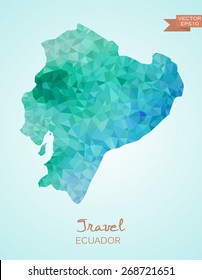 Low Poly map of Ecuador isolated. Vector version