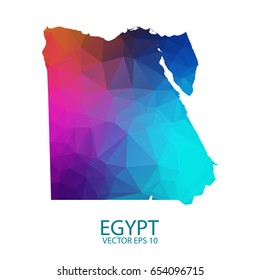 Low poly map of Egypt. Colorful Polygonal shape on black background - vector illustration eps 10.