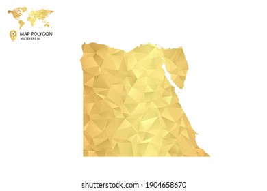 Low poly map of Egypt. Gold Polygon. Vector illustration eps 10.