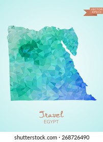 Low Poly map of Egypt isolated. Vector version