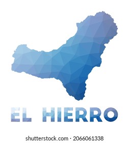 Low poly map of El Hierro. Geometric illustration of the island. El Hierro polygonal map. Technology, internet, network concept. Vector illustration.