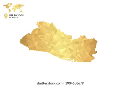 Low poly map of El Salvador. Gold Polygon. Vector illustration eps 10.