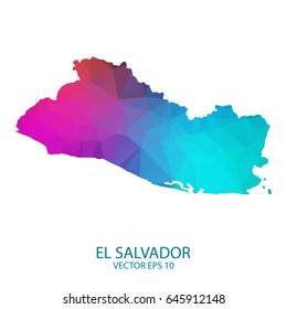 Low poly map of El Salvador. Colorful Polygonal shape on black background. Vector illustration eps 10.