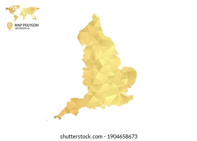 Low poly map of England. Gold Polygon. Vector illustration eps 10.